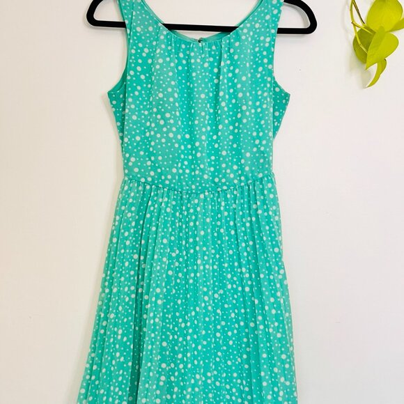 GAP Sleeveless Polka Dot Pleated Fit and Flare Dress Mint Green Women's 0 - Picture 3 of 10